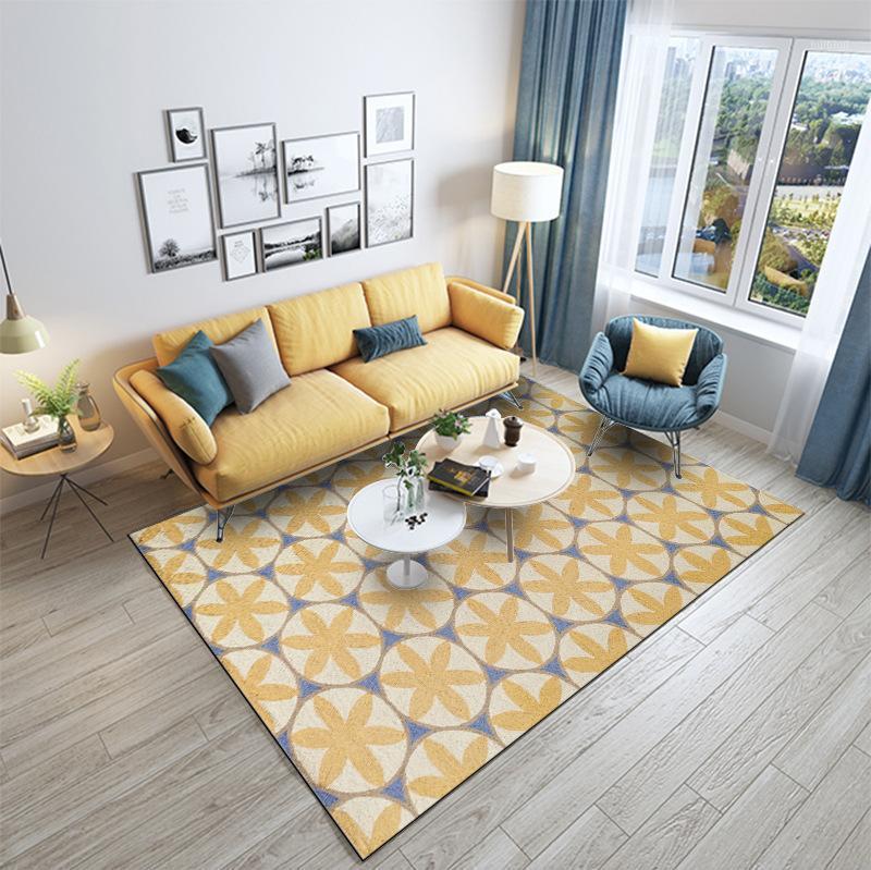 

Stylish Nordic geometric flower yellow gray circle bedroom living room kitchen door mat carpet custom1
