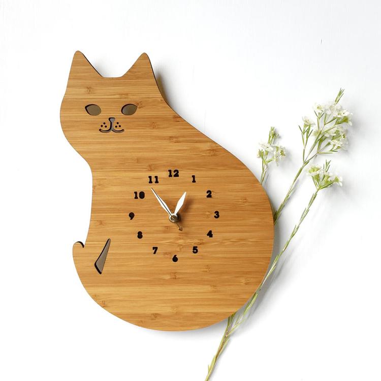 

Bamboo Cartoon Wall Clock Home Living Room Wood Digital Wall Clock Children Room Decorative Lovely Cat 8301565