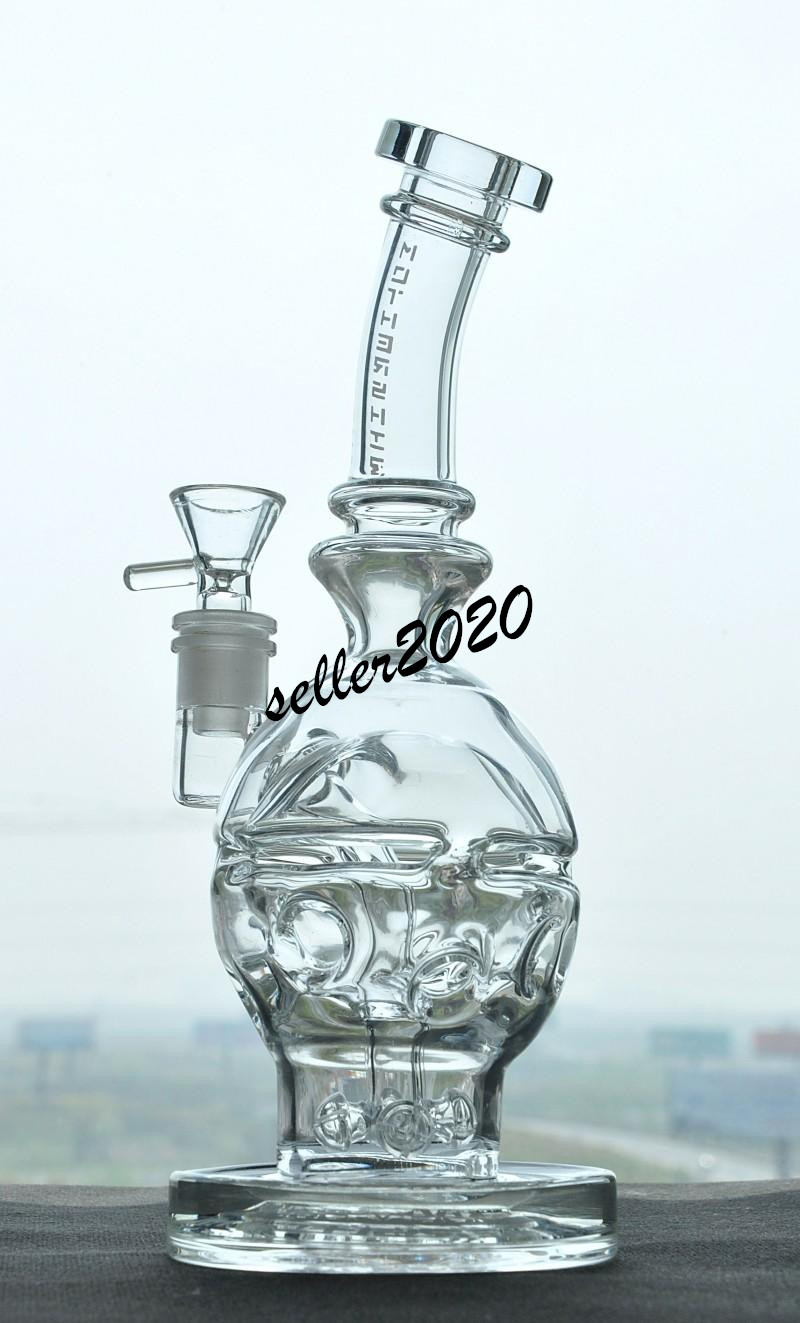 

Heady Thick Glass Bong Fab Egg Water Pipe Skull Beaker Dab Rig Bong Ball Recycler Glass Bent Neck with Mushroom Matrix Free Shipping