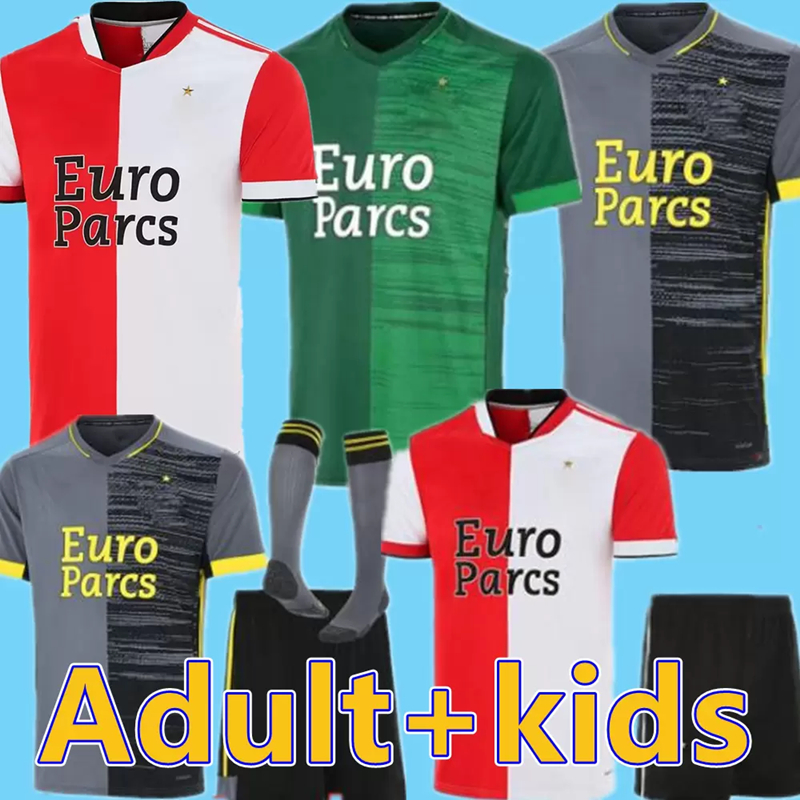 

21/22 Rotterda BERGHUIS Soccer jerseys 2021 2022 V.PERSIE JORGENSEN BOZENIK TOORNSTRA Feijenoord retro football jersey men kids kits socks full sets uniform top, 21 22 new