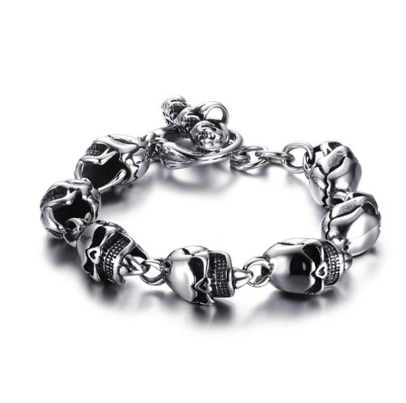 

Men Skull Bracelets Punk Style Personality Skulls Head Chain Bangle Bracelet Jewelry