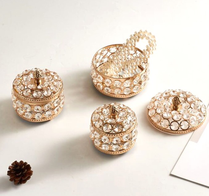 

European crystal jewelry box home decoration girls jewelry storage boxes earrings ring necklace gold silver jewelry boxes
