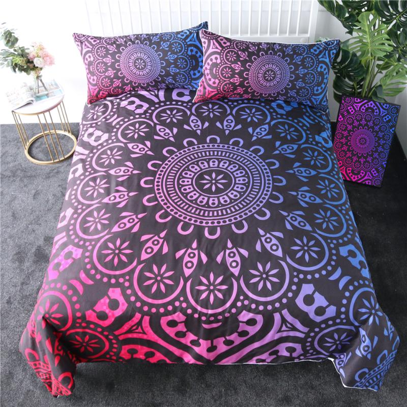 

Bohemian lotus Printed Bedding Sets,Purple Duvet Cover Set&Pillowcase,Quilt Cover Bedclothes Home Bedroom Decor Bed Set, As pic