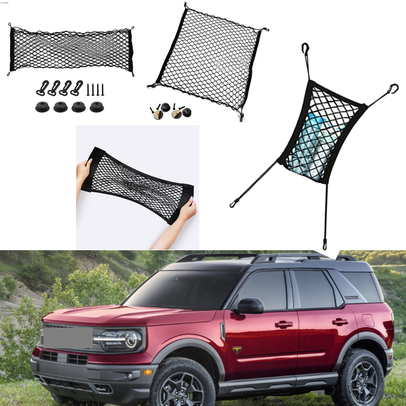 

For Ford Bronco Sport Car Vehicle Black Rear Trunk Cargo Baggage Organizer Storage Nylon Plain Vertical Seat Net