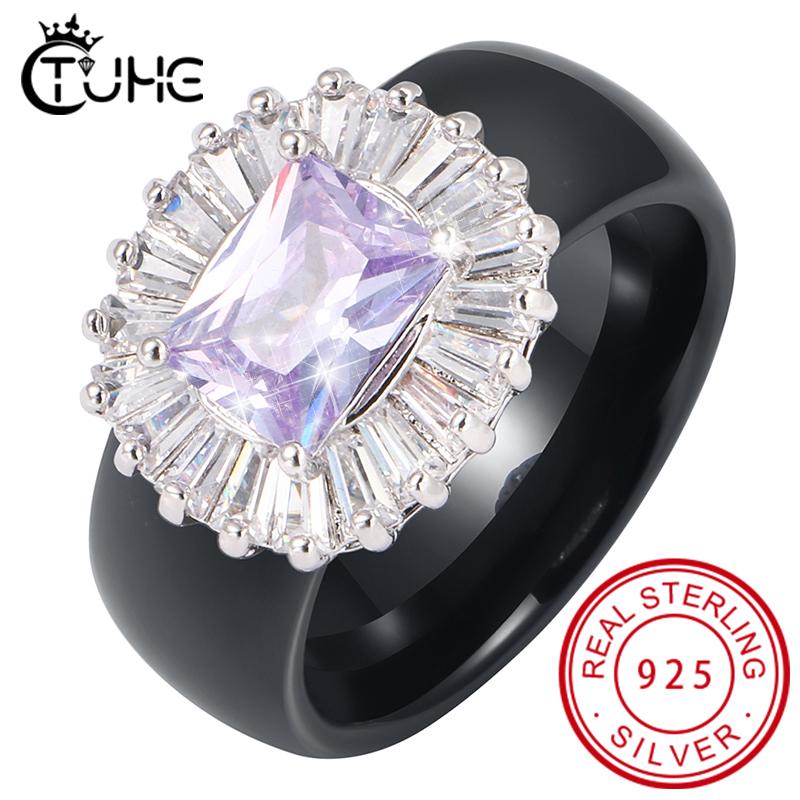 

Cluster Rings Light Blue Princess Square Luxury Elegance Fashion Wedding Ring Aneis Rhinestone Jewelry Accessories Healthy Ceramic