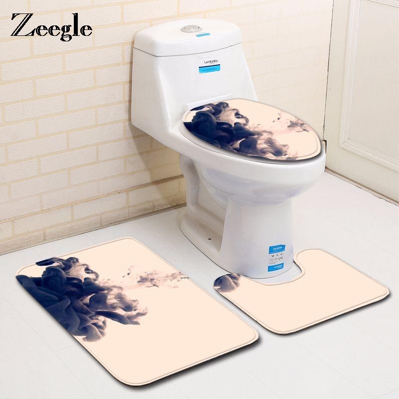 

Zeegle Bathroom Mat Smoke Pattern U-Shape Bath Mats Toilet Mat Outdoor Shower Room Rugs Absorbent Floor
