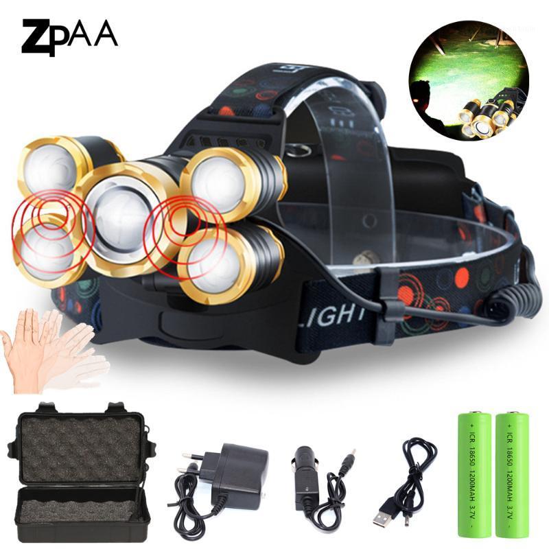 

Rechargeable LED Headlamp IR Sensor Smart Headlight High Power T6 LED Head Lamp 18650 Zoom Powerful Waterproof Fishing flashligh1