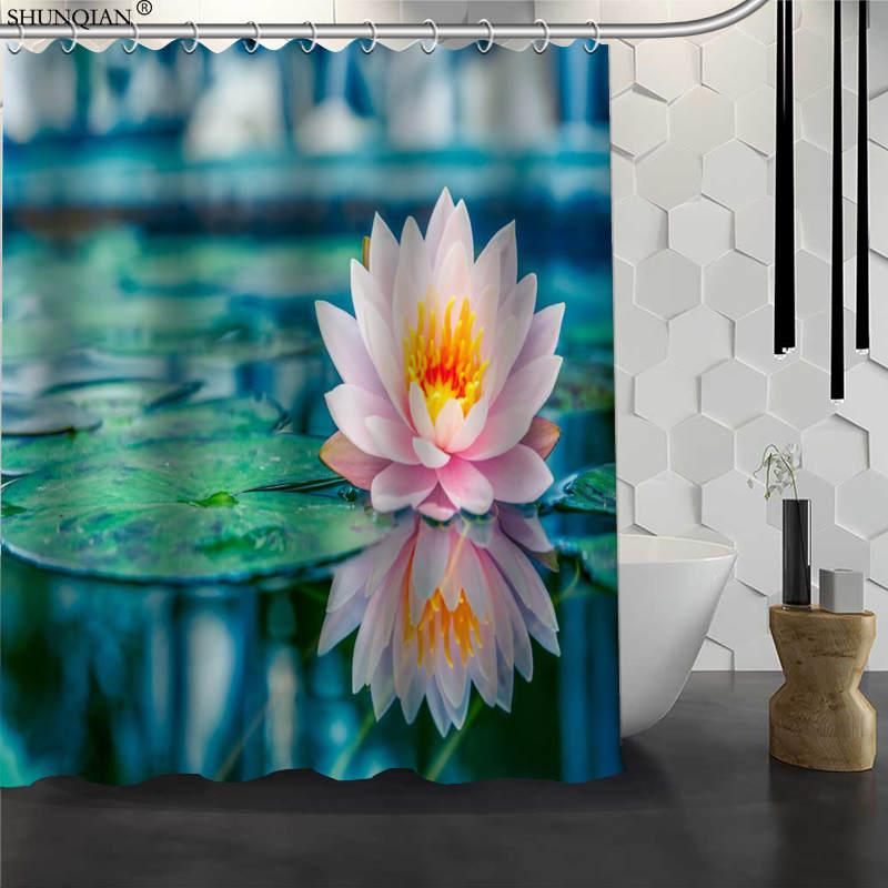 

Water Lily Shower Curtain Waterproof Fabric Bath Curtain Polyester Fabric Bathroom 180X200cm150X180cm