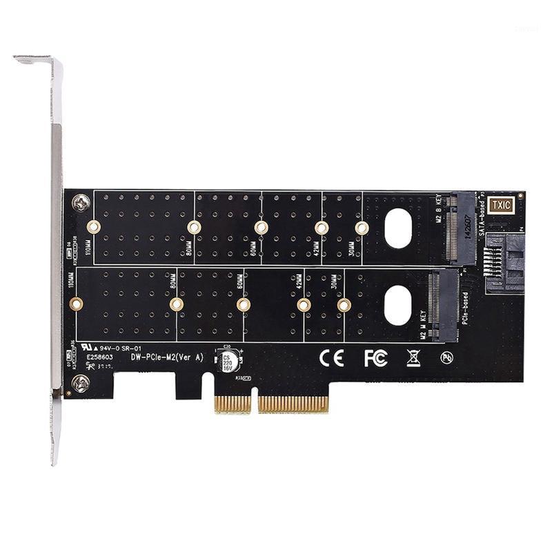 

Dual M.2 Pcie Adapter, M2 Ssd Nvme (M Key) Or Sata (B Key) 22110 2280 2260 2242 2230 To Pci-E 3.0 X 4 Host Controller Expansion1