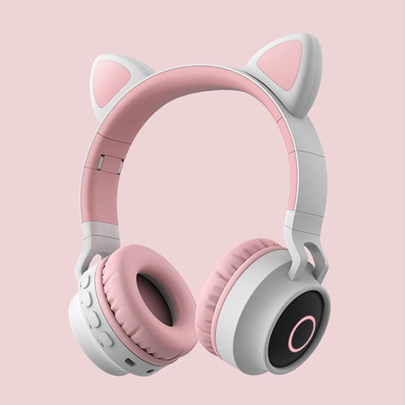 

Led Light Cat Ear Headphones Wireless Bluetooth 5.0 Headset Portable Foldable Kids Headphone With Microphone, Black