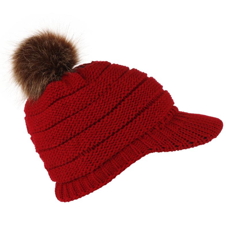 

Hairball wool hat autumn/winter hat along the knitted outdoor eaves warm hat, White