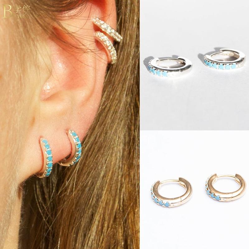 

BOAKO Round Zircon Earrings 2020 Trend Joyero Hoop Earrings Silver 925 Dangle Girl Earring Piercing Ear Cuff #19