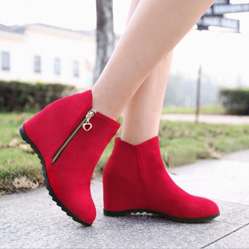 

Spring and autumn women's shoes mid-heel round toe women's shoes thick-soled waterproof boots comfortable, Black