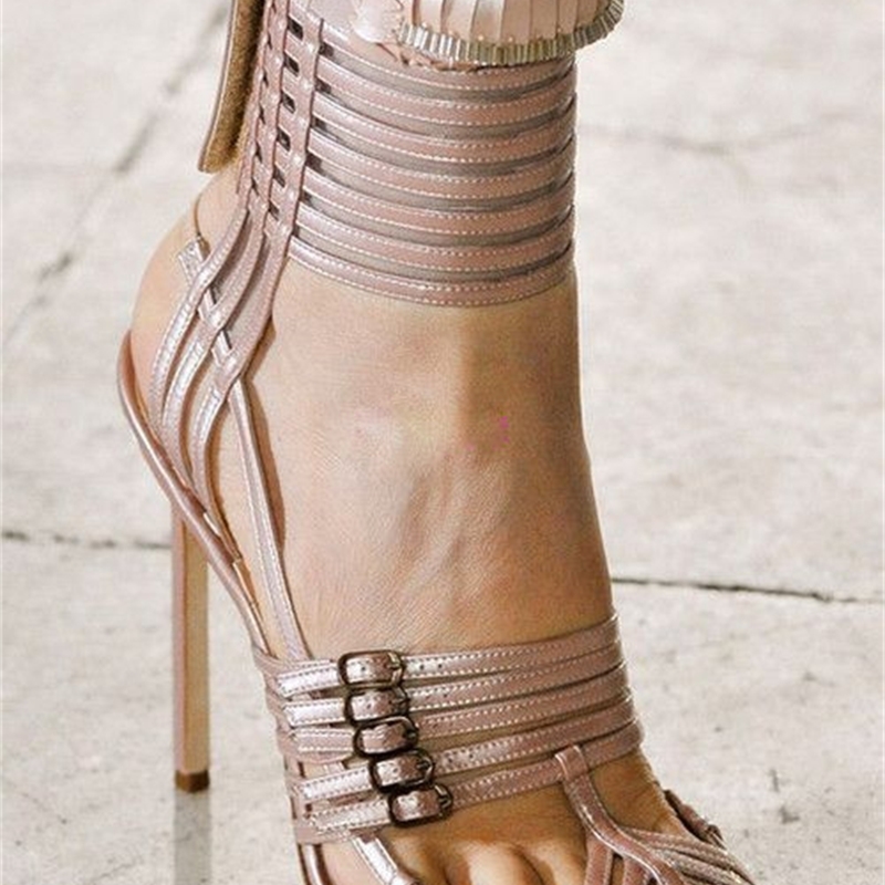 

Cops Buckled Sexy Fina Cocktail Sandals Summer Boots Women's Tip High-heeled Gladiator Slicing Slippers Zapatos Mujer X4a3, Color 2