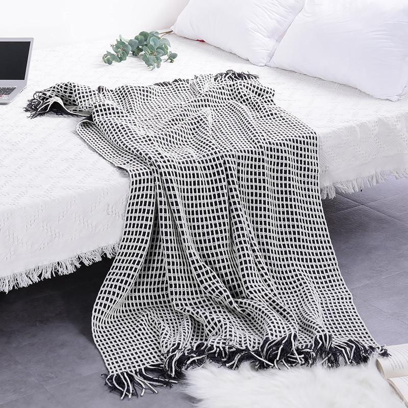 

Nordic Throw Blanket Multifunction Waffle Sofa Covers Homestay Cobertor Tassel Dust Cover Air Conditioning Koc Blankets For Beds1