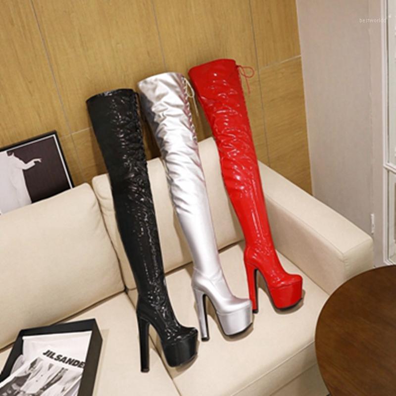

Designer Women Shoes Over The Knee Boots Fashion Platform High Heel Quality Thigh High Flat Boots Plus Size 46 30301, Black