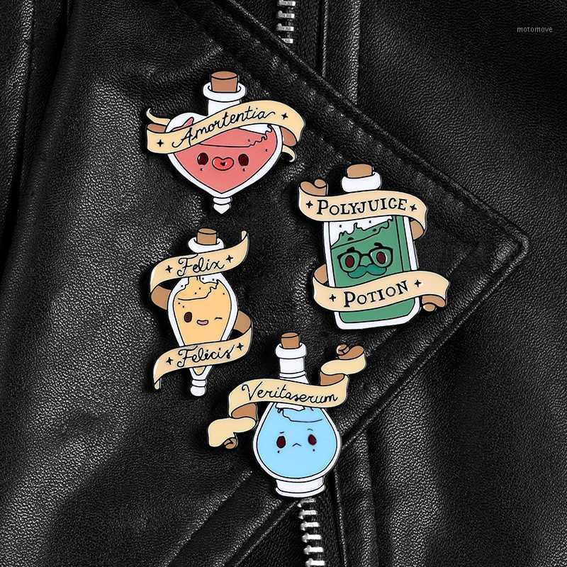 

Magic potion enamel pins Love Transform lucky Magic bottle Lapel badges Shirt bag pins and brooches Movie Jewelry gift for fans1