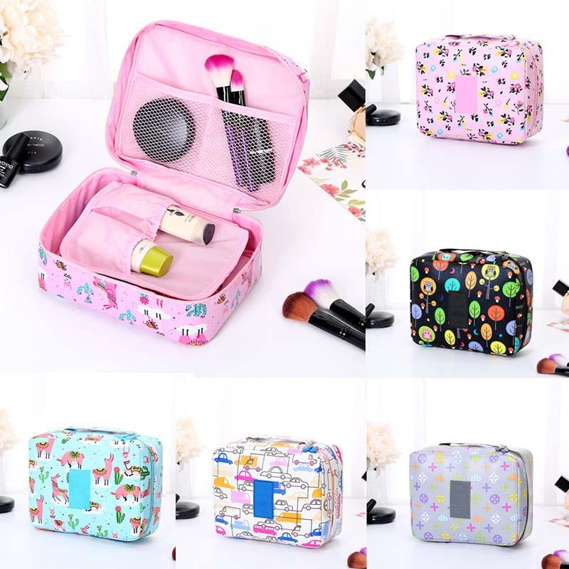 

Multifunctional Waterproof Portable Cosmetic Bag Organizer Big Capacity Beauty Makeup storage Bag Flower Llama Printing Travel