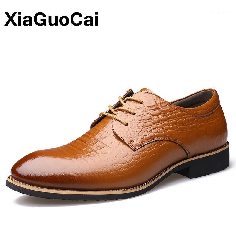 

Genuine Leather Oxford Shoes For Men Business Crocodile Dress Shoes 2020 Pointed Toe British Luxury Wedding Footwear Spring1, Brown