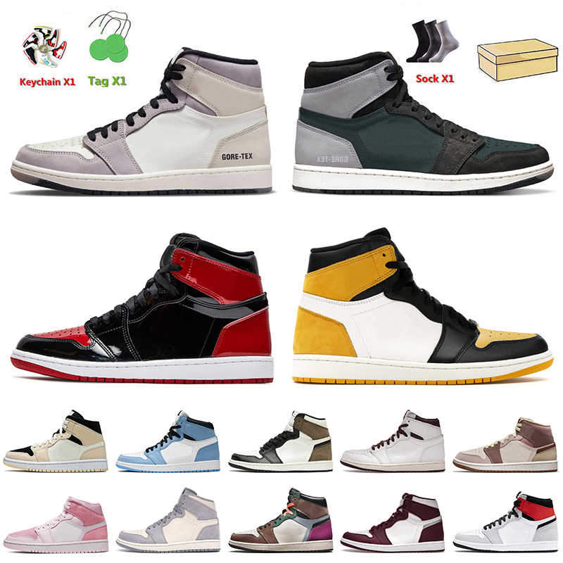 

Fashion Designer 2022 With Socks Basketball Shoes Women Mens Jumpman 1 1s Jorden1s Trainers Element Gore-Tex Sail Light Bone Patent Bred Yel