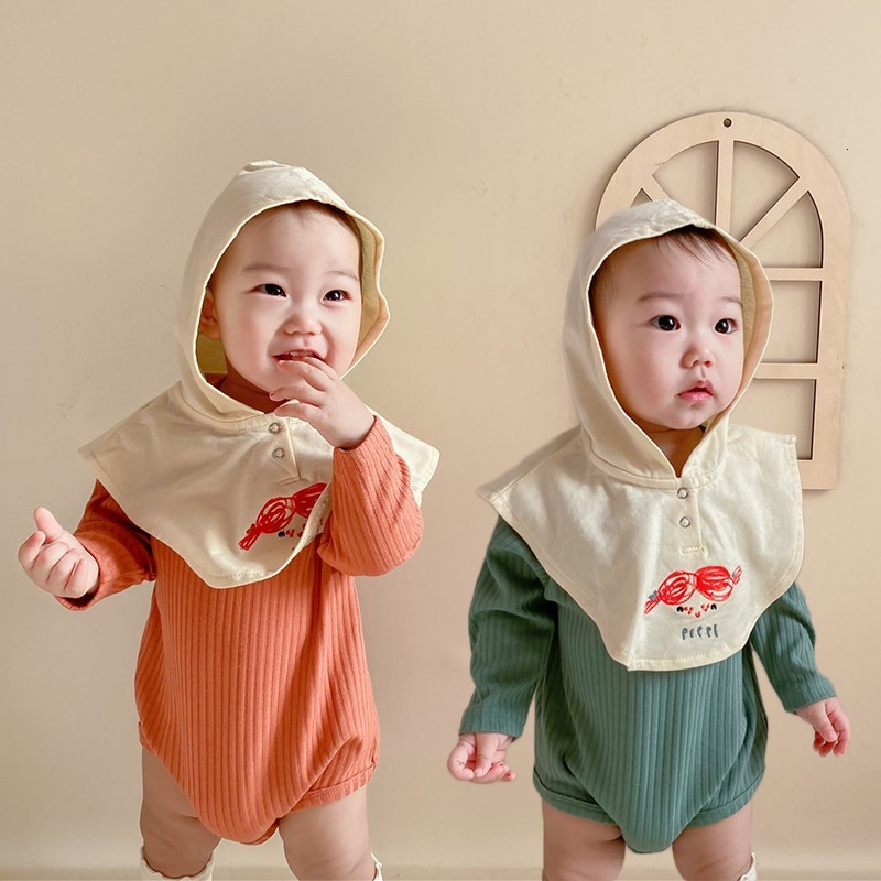 

2021 Spring New Baby Girl Boy Ribbed Bodysuit with Cape Hat Newborn Infant One-pieces Solid Jumpsuit Long Sleeve Outfits Sunsuit Dpv7, 131513green