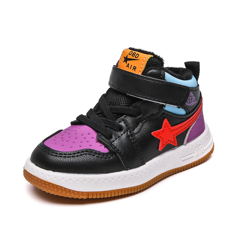 

Children sports shoes girls autumn winter warm casual running boys comfortable sneakers basketball shoes kids board shoes C0120, Black;red