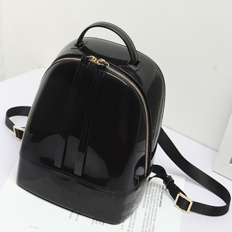 

2021 Big Candy Color Jelly Backpacks Waterproof PVC School Bags Plastic Silicone Women Shoulder Bags Girls Patchwork Rucksacks, Black