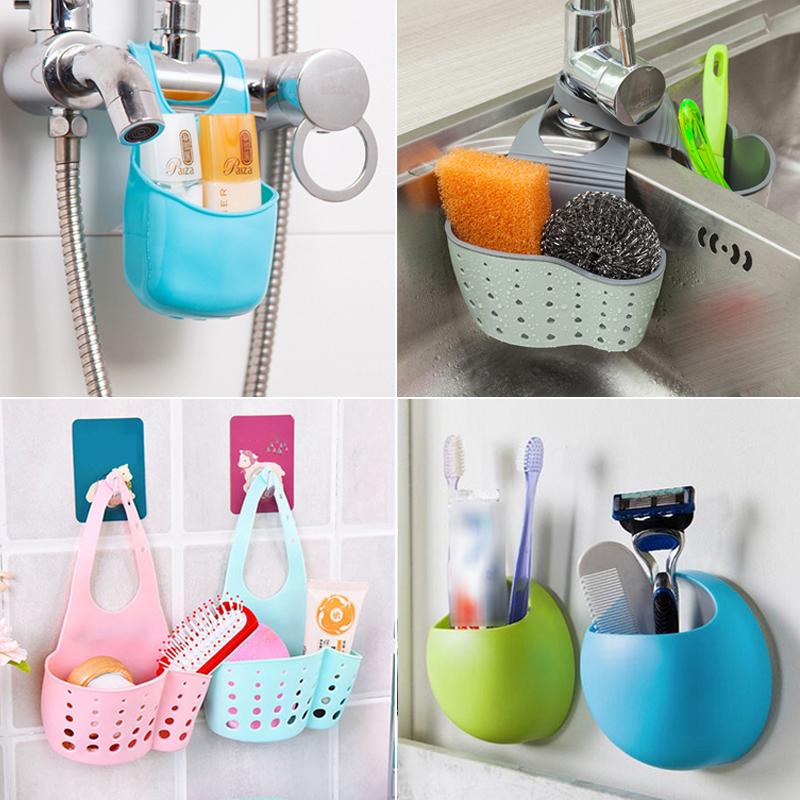 

Portable Kitchen Hanging Storage Bag Colorful Sink Drain Bags Strainer Organizer Basket Sucker Rack Storage Bath Accessories