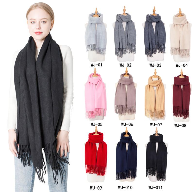 

European and American autumn and winter imitation cashmere solid color scarf men women couples monochrome bib shawl