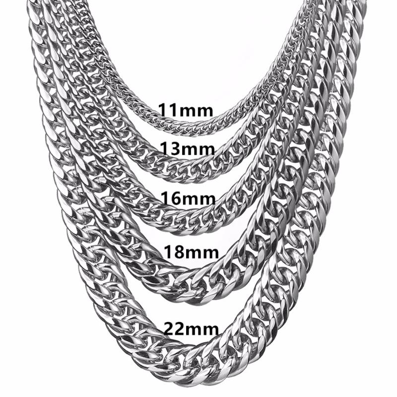 

Granny Chic 9/11/13/16/18mm Length Men High Quality Stainless Steel Necklace or Bracelet Curb Cuban Link Chain Jewerly