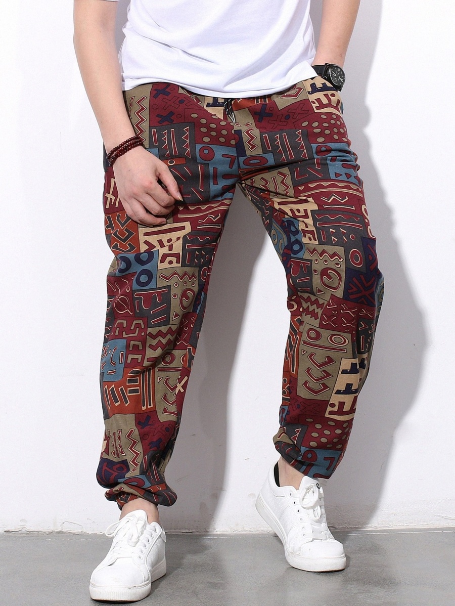 

Men Geo Print Pocket Side Pants P5nH#, Multicolor