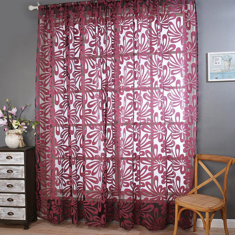 

Luxury fashion style voile tulle curtains kitchen curtains window living room living room curtain panel jacquard fabrics door, 1pcs beige