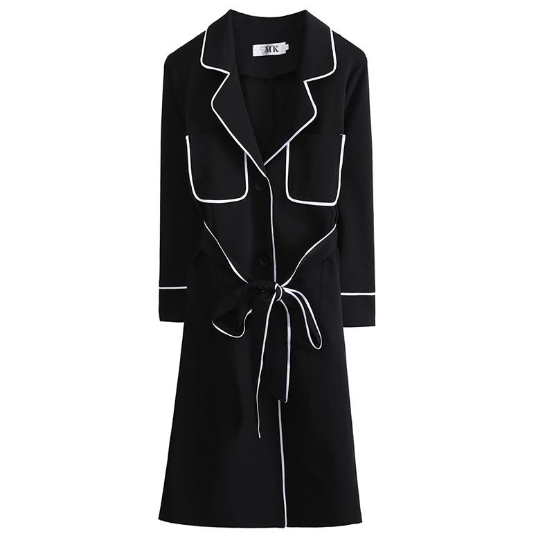 

Fashion Large Size Windbreaker Female Long section 2020 New Spring Autumn Slim Korean Loose Trench Coat for Women Overcoat V743, Black