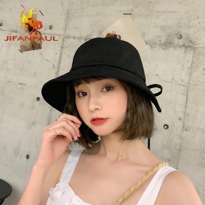 

JIFANPAUL bow fisherman hat women summer basin hat 2021 wild fashion adjustable folding sunshade fashion ladies fisherman, T10-black
