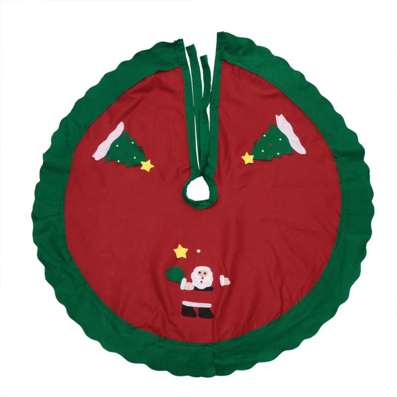 

86cm Christmas House Round Tree Skirt With Santa Claus Pattern Xmas Tree Circle Base Cover Christmas Ornaments Decoration