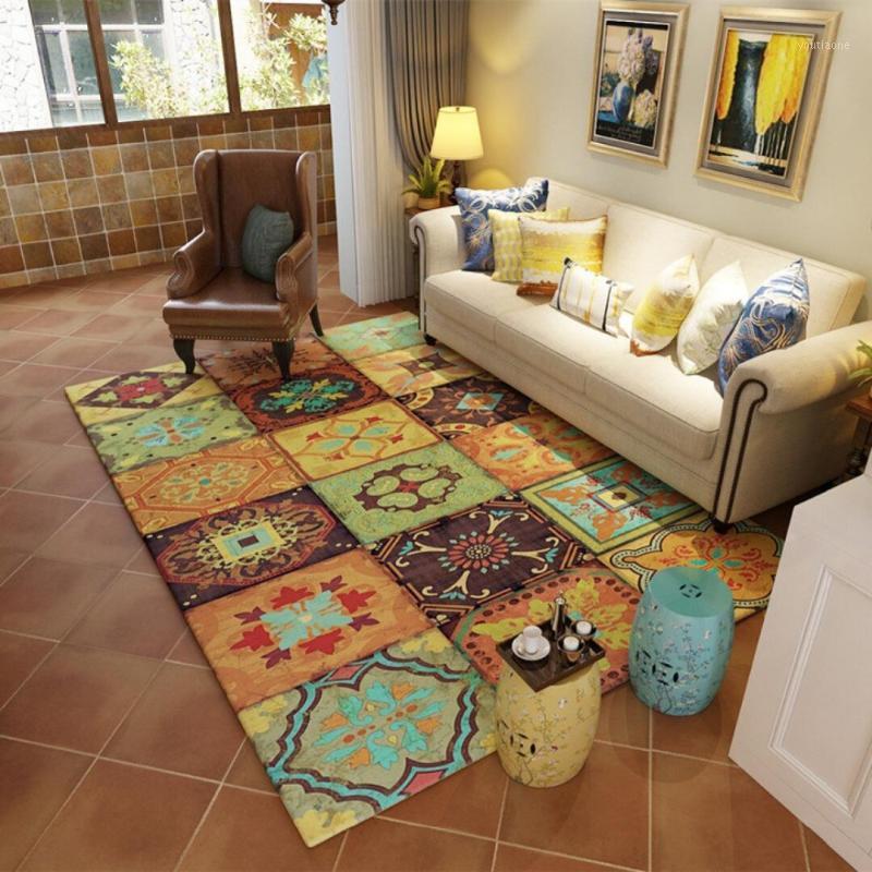 

American Rural pastoral Retro carpets For living room Big Area rugs Nordic style table bedroom Bedside Rectangle Mat Carpet1, As picture