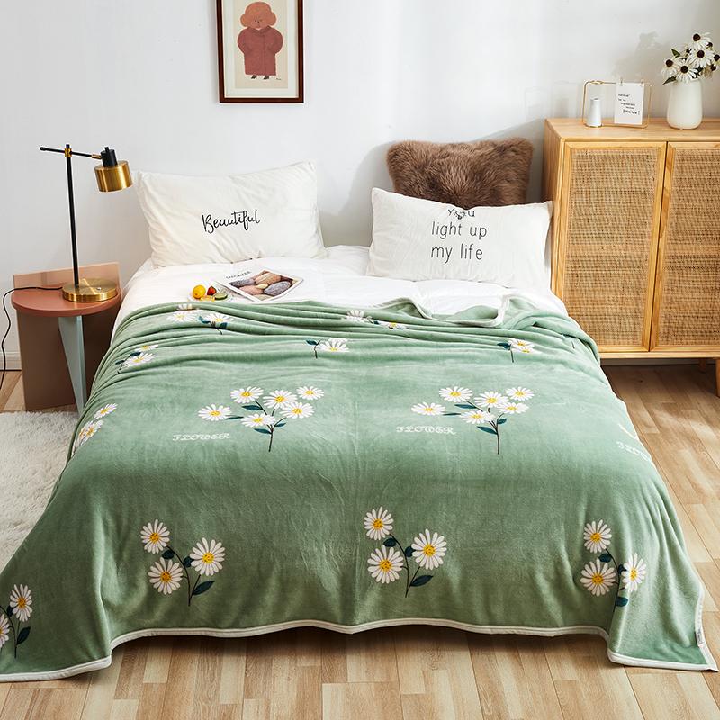 

Flower Blankets Luxury Quilts Twin Full Queen King Girls Blankets Soft Throw Flannel on Bed/Car/Sofa Green Rugs Blanket