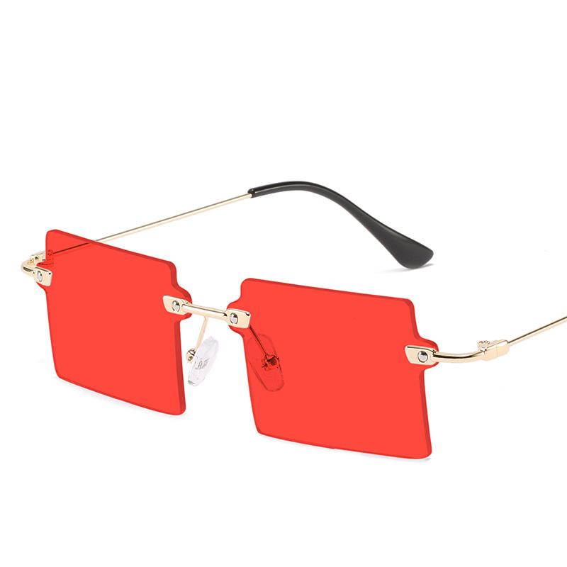 

New Style Trend Frameless Sunglasses Square Ocean Piece Metal Frame Sun Glasses Women's Popular Unique Glassess