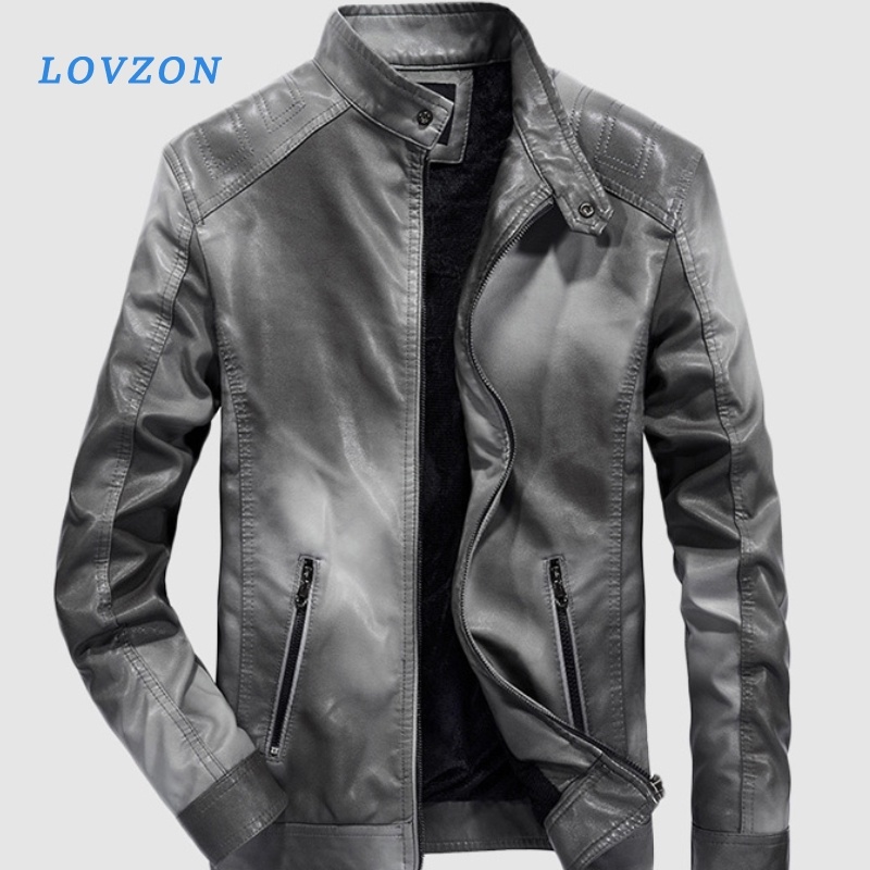 

Men's PU Jackets Coats Autumn Winter Motorcycle Biker Faux Leather Jacket Men Clothes Thick Velvet Coats M-3XL, Dark blue