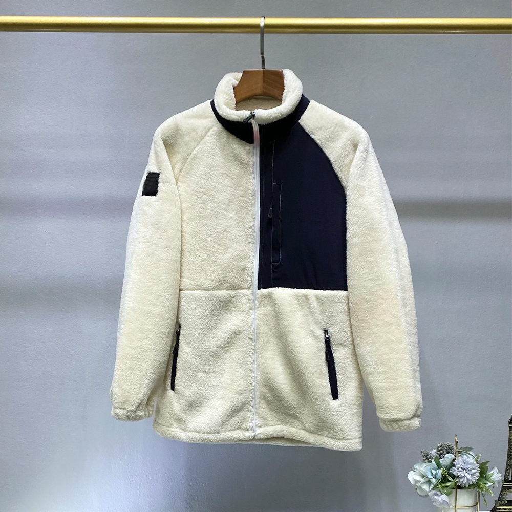 

America Brand Face 1:1 Autumn Winter North Fleece Stand-up collar lamb velvet zipped cardigan jacket Leisure Sports Warm Jacket, Black;brown