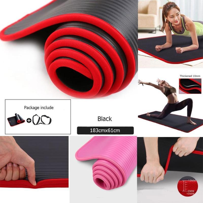 

1830*610*10mm Yoga Mat Anti-slip Blanket EVA Gymnastic Sport Health Lose Weight Fitness Exercise Pad Women Sport Yoga Mat1, Black