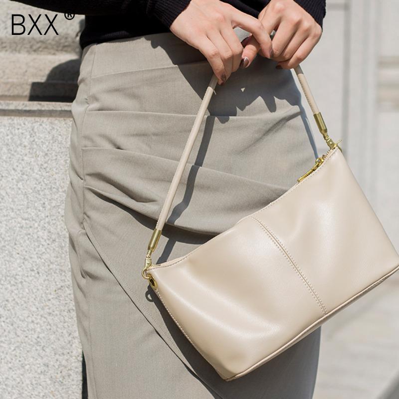 

[BXX] Small Brand Designer PU Leather Bags For Women 2020 Winter Simple Shoulder Bag Lady Luxury Handbags and Purses HP879, Black