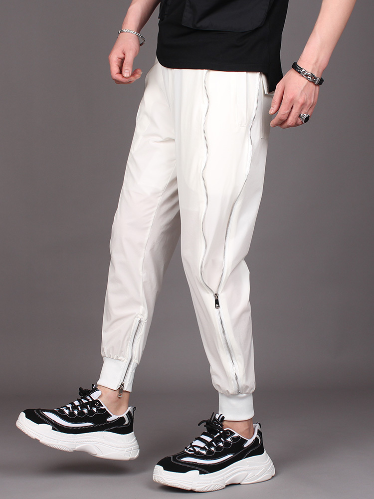 

2021 New Original Popular Side Decorated Casual Sports Nine Minutes Male Summer Corset Halon Pants O753, Black