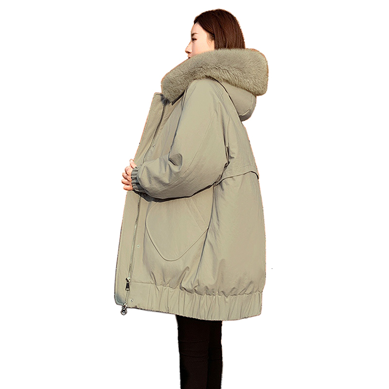 

2021 New White Duck Down Parkas Jackets with Warm Hood Women's Winter Coats Plus Black Size IMM5, Khaki.