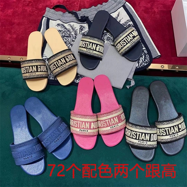 

76% OFF designer slippers High version flat bottom flip flop embroidery letter sandal shoes 412, White