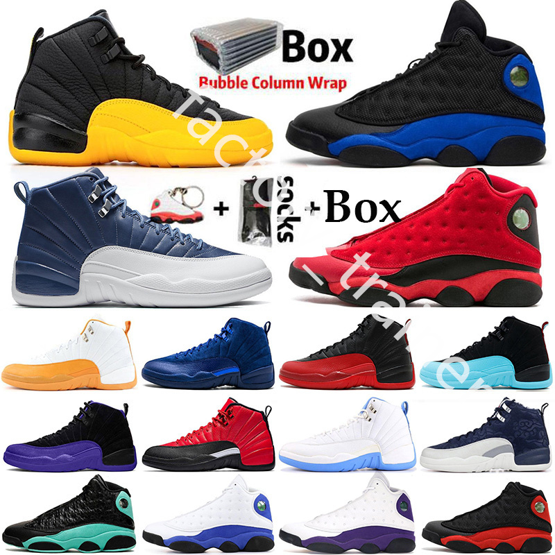 

2020 Jumpman University Gold Hyper Royal CNY Flint 12 12s Mens Basketball Shoes Black Cat 13 13s Chicago Bred Stone Blue Men Sport Sneakers, 23