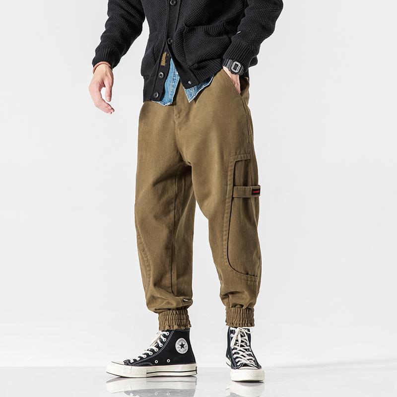 

Men Japan Style Streetwear Casual Cargo Pants Male Hip Hop Cone Pant Jogger Sweatpants Trousers1, Black