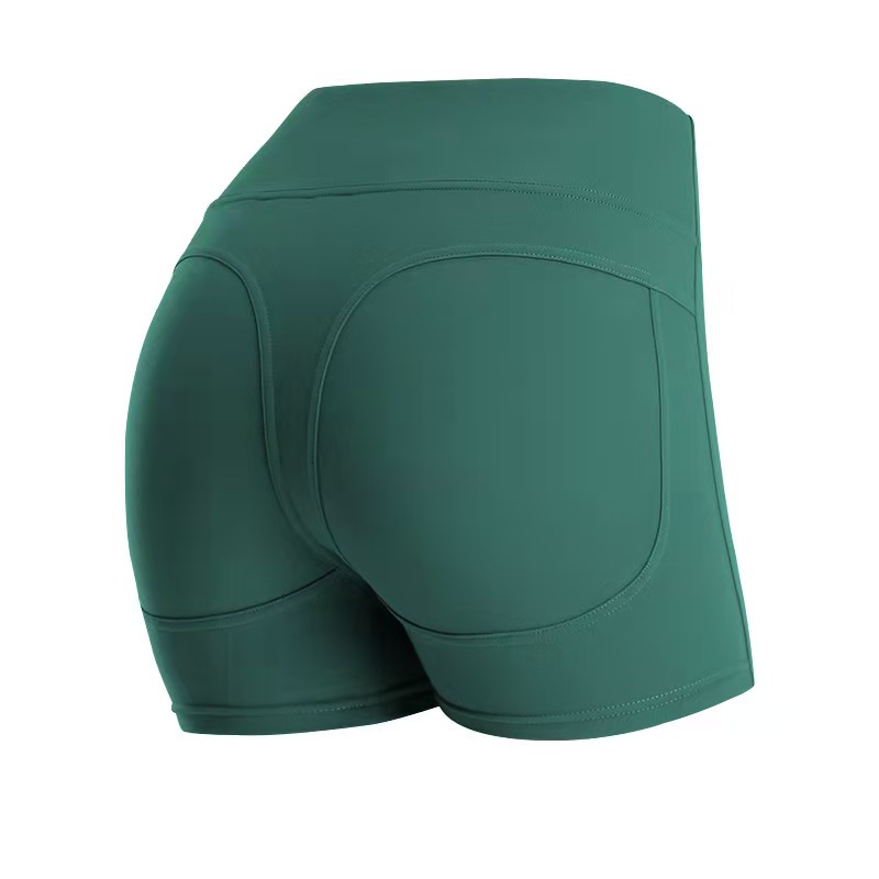 

2021European and American lu-88 same knee five point exercise pocket tight fitness quick dry high waist hip lifting YOGA SHORTS0., Please mark the color