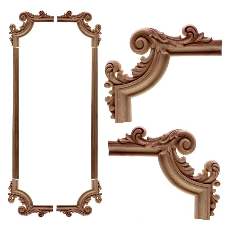 

RUNBAZEF Wholesale Exquisite Classic Rubber Wood Carved Applique Furniture Natural Decal Color Home Decoration Accessories