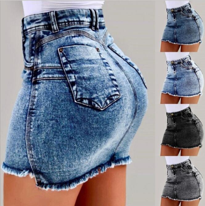 

Womens Summer Dress Sexy Denim skirt Designer Clothing Beach Hip Short Skirts Night Club Above Knee Spring, Deep blue